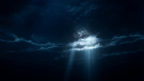 underwater light beams penetrating dark ocean depths