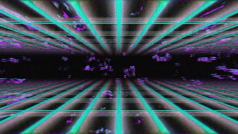 bright green purple vaporwave perspective grid retro background, endless loop 3d animation