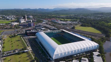 aerial view of stadium and surrounding development