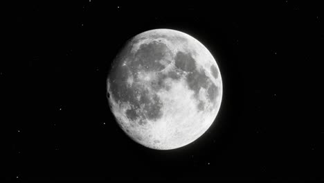 zooming motion approaching the surface of the moon in starry outer space