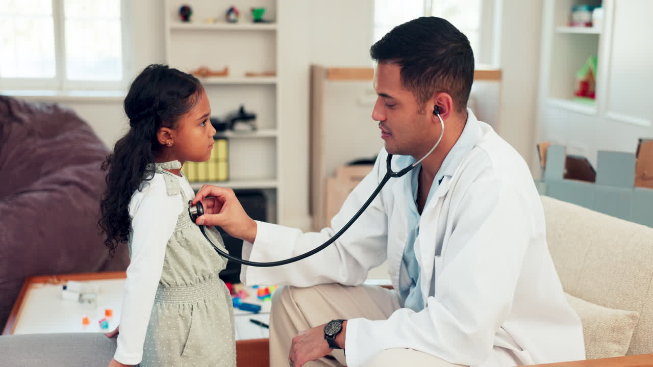 Man, doctor and girl in a consultation