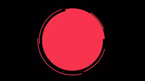 grandes círculos rojos geométricos con líneas