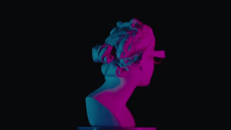 neon-lit ancient bust