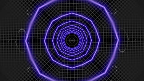 video en 4k de formas geométricas iluminadas con neón que forman un túnel.