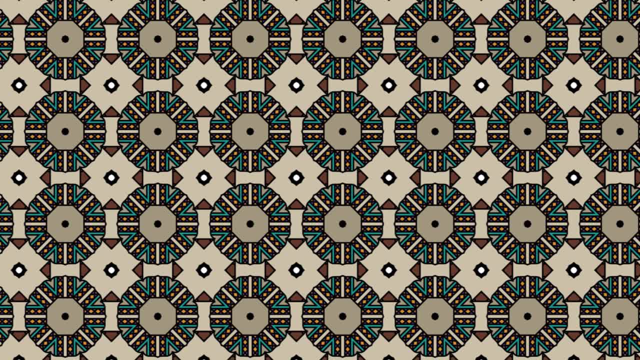 The colorful geometric repeating tile pattern is Mostly In The Shade Of Black