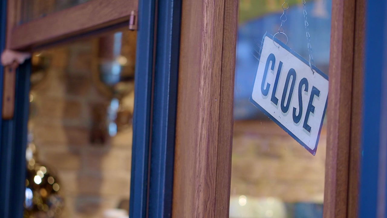 Close Sign Hanging on a Glass Shop Door