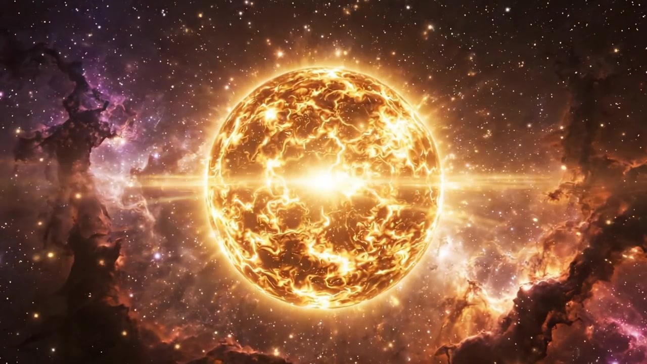 Uma Jornada Cósmica Inspiradora Através do Universo: Uma Transformação Espetacular de uma Nebulosa para uma Estrela Deslumbrante, Capturando a Essência da Criação e Energia Cósmica