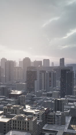 aerial view of a cityscape with skyscrapers