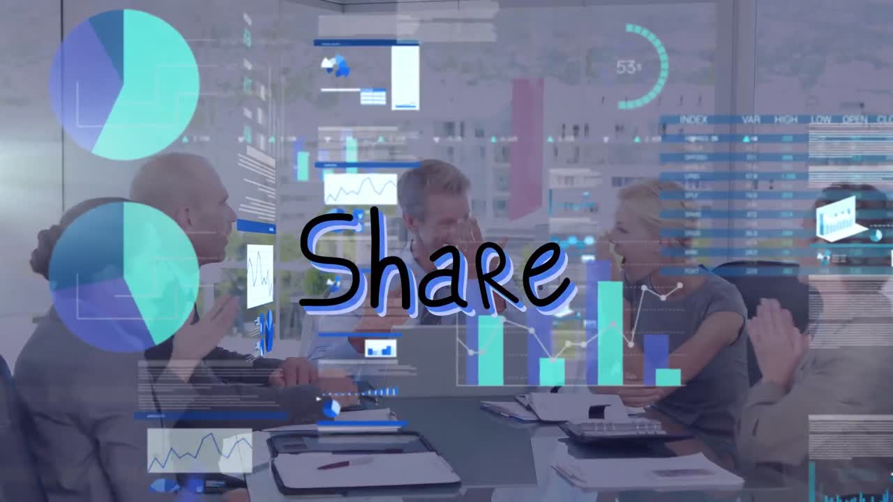 모양 텍스트 및 금융 데이터 처리의 애니메이션 비즈니스 사람들