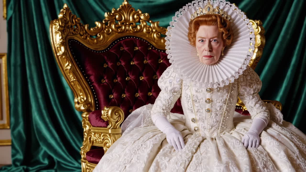 la reina en el traje isabelino