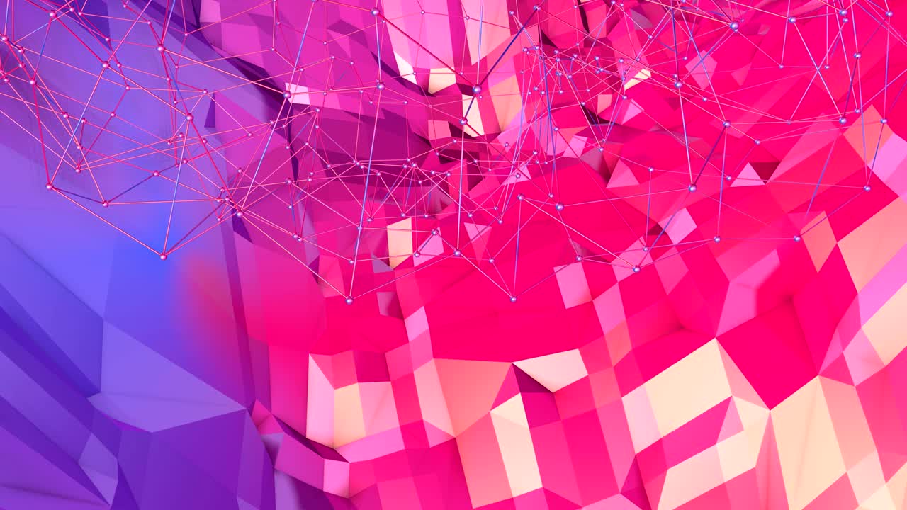 abstracto simple azul rojo baja poli superficie 3d como telón de fondo popular. suave geométrico bajo fondo de movimiento poli con polígonos rojos azules puros. 4k fullhd fondo de bucle sin costuras con gradiente azul rojo