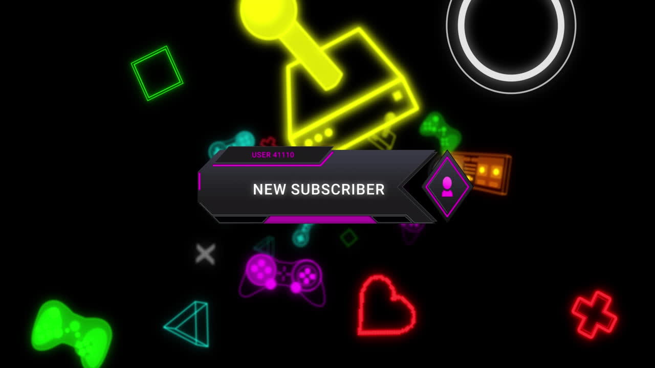 검은색 바탕에 소셜 미디어 아이콘과 텍스트의 애니메이션