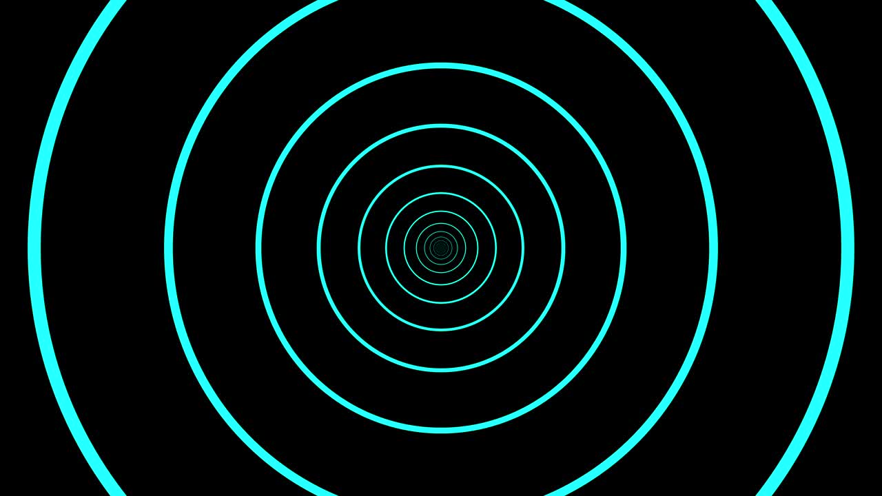 movimiento interminable hacia el centro del túnel, que consiste en anillos que cambian de color