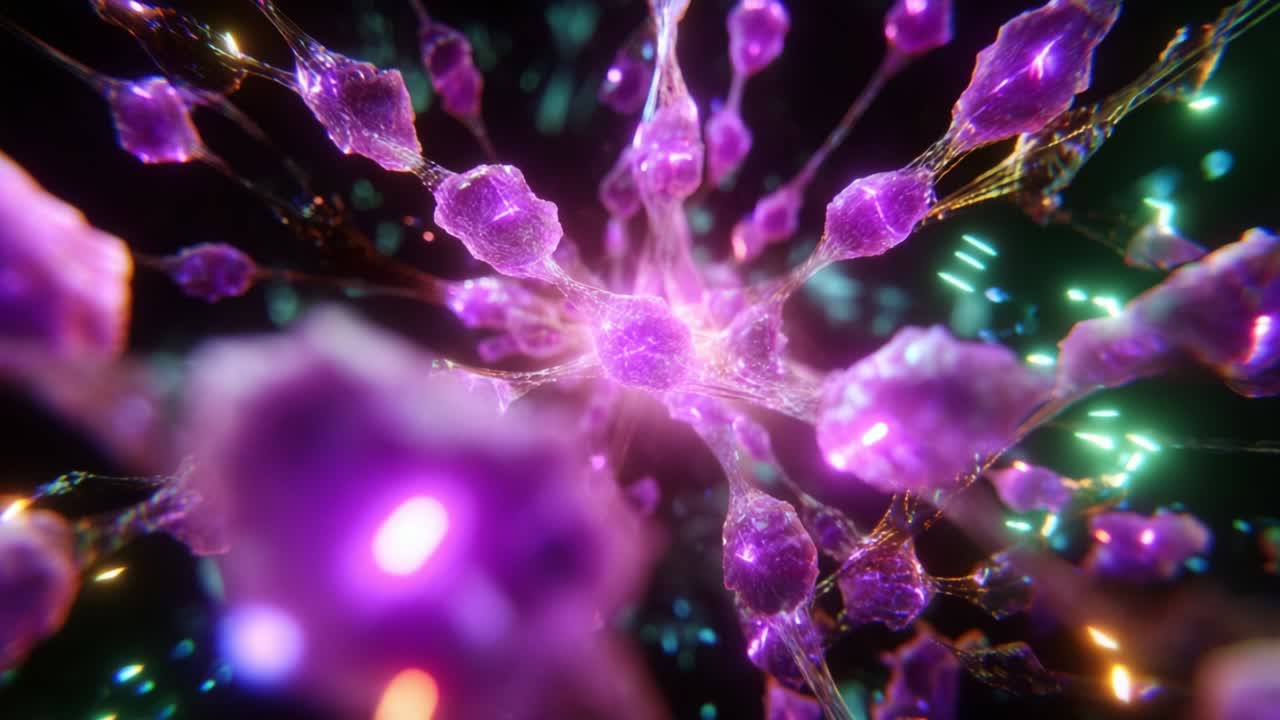 An Intricate Exploration of Neural Connections Highlighting the Beautiful Complexity of Synapses and Neurons in a Vibrant, Colorful Universe of Biological Activity and Electric Signals