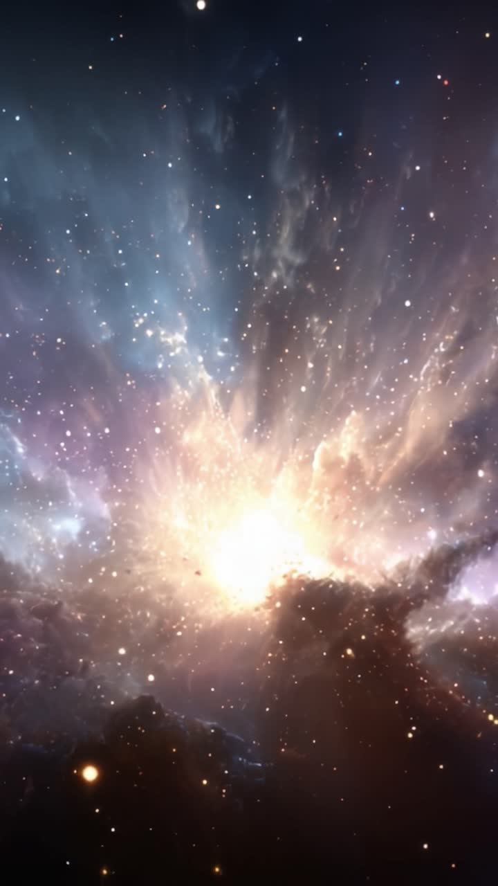 A breathtaking cosmic explosion illuminates the vastness of space with brilliant colors and sparkling stars, showcasing the beauty and mystery of the universe in stunning detail