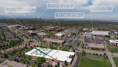 los gráficos en movimiento muestran un centro recreativo con espacio para vivir y oficinas