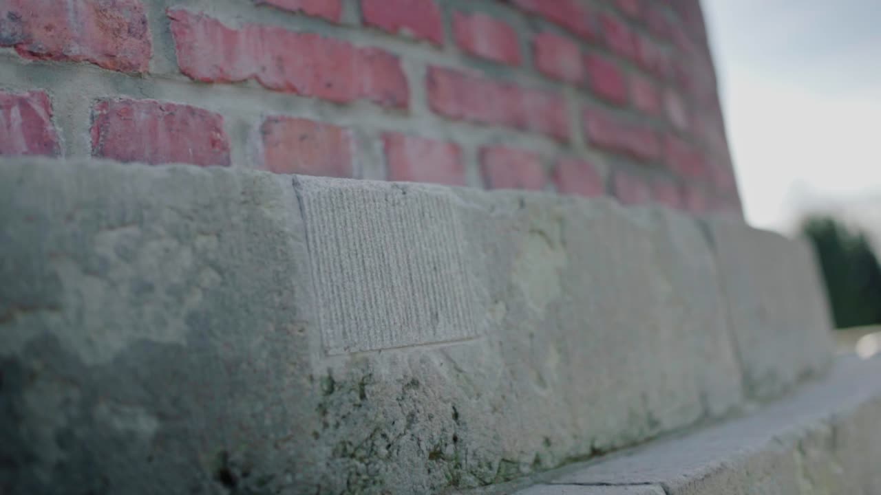 A detail shot of a restaurated building.