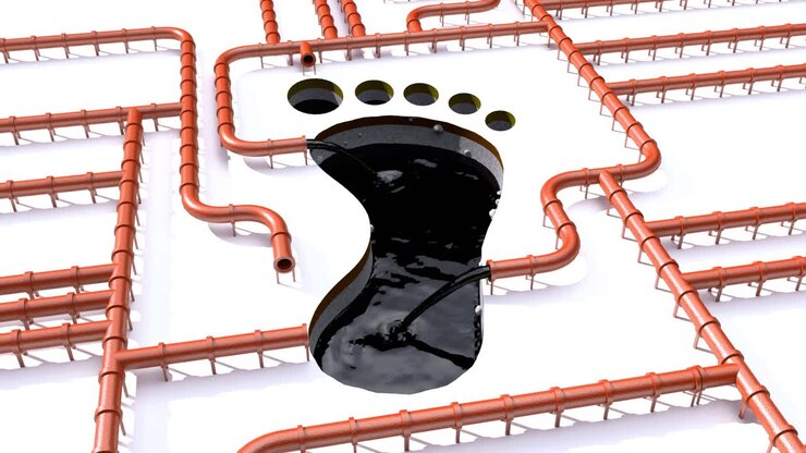 Carbon footprint oil brown pipeline pipe line foot print oil climate change 4k