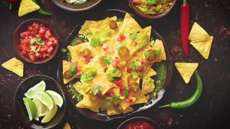 fresh yellow corn nacho chips on ceramic plate