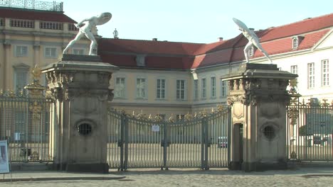 Entrance-of-Charlottenburg-Palace-at-sunset-in-Berlin,-Germany