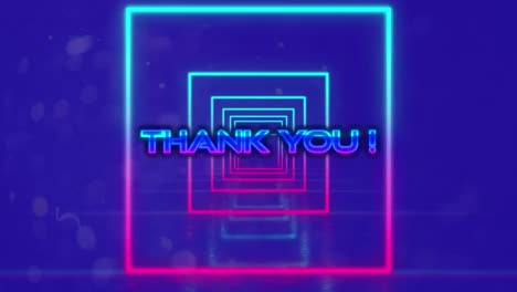 Animation-of-thank-you-text-with-exclamation-over-looping-square-against-abstract-background