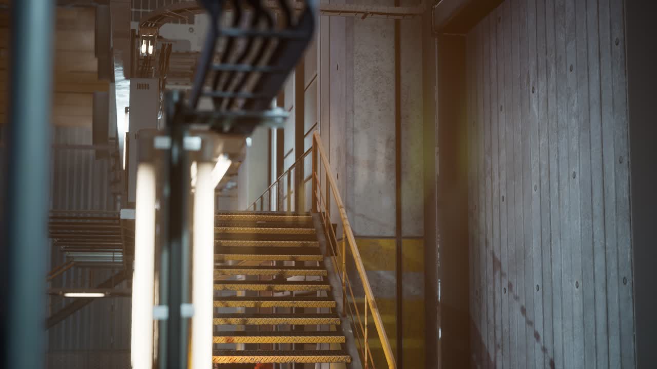 생산 라인 을 가진 자동차 공장 의 내부