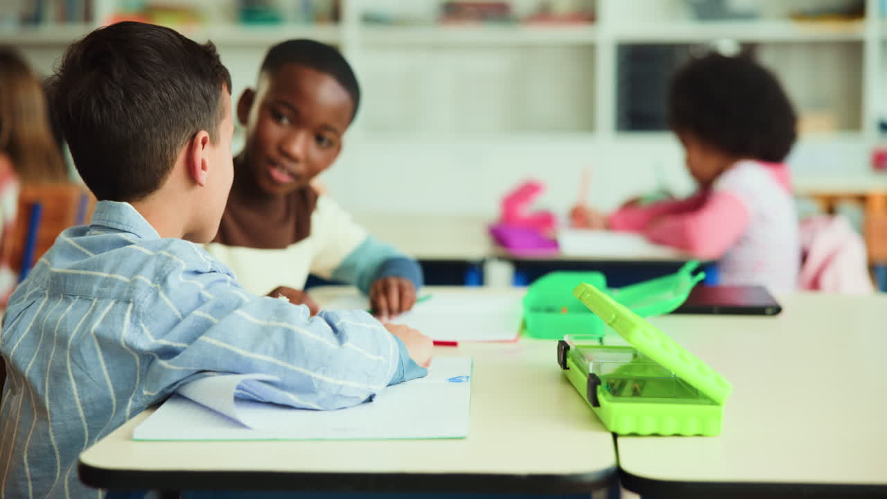 Students working in a classroom