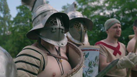 roman gladiators in reenactment
