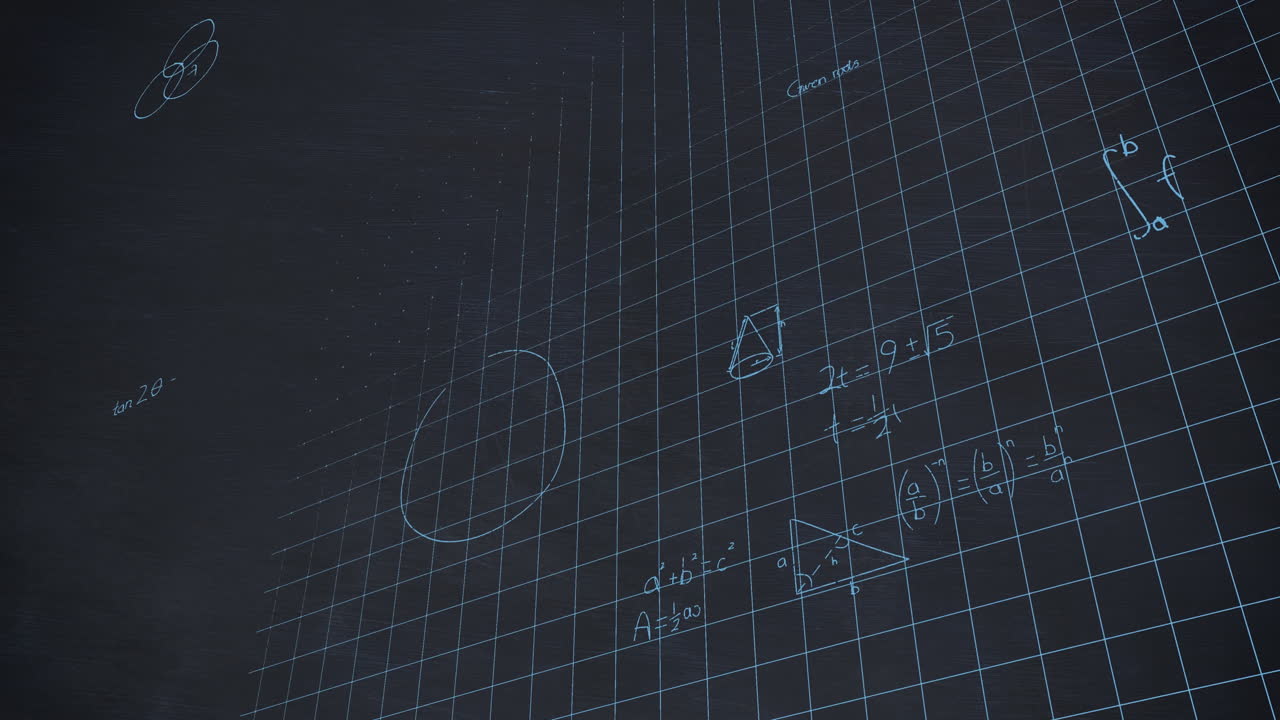 Mathematical calculations in chalk floating over a chalkboard background