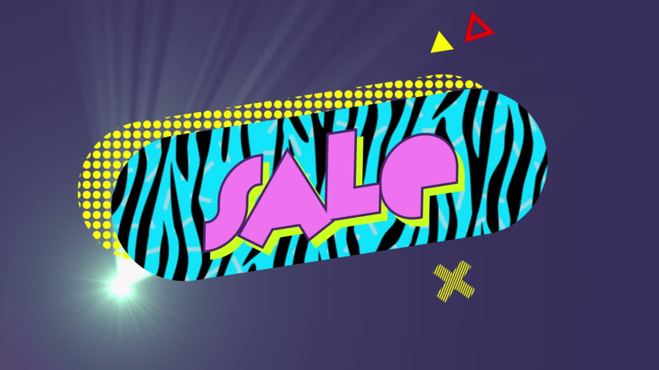 추상적인 모양으로 레트로 음성 거품에 판매 텍스트의 애니메이션