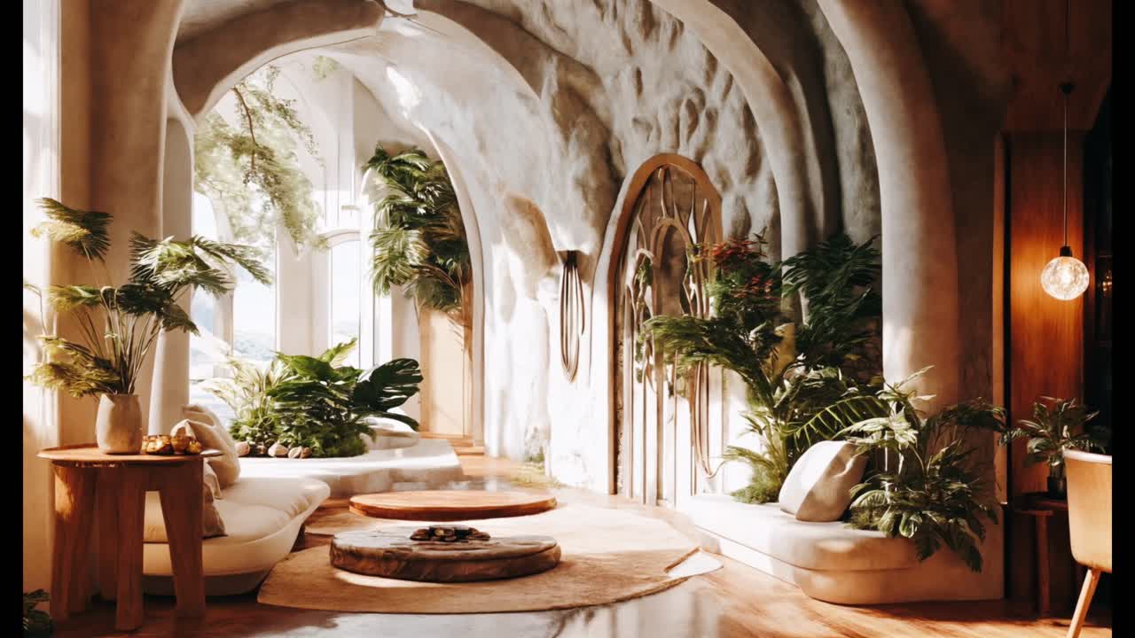 diseño moderno de la sala de estar tropical