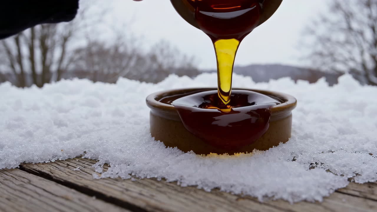 Maple Syrup Pouring on Snow