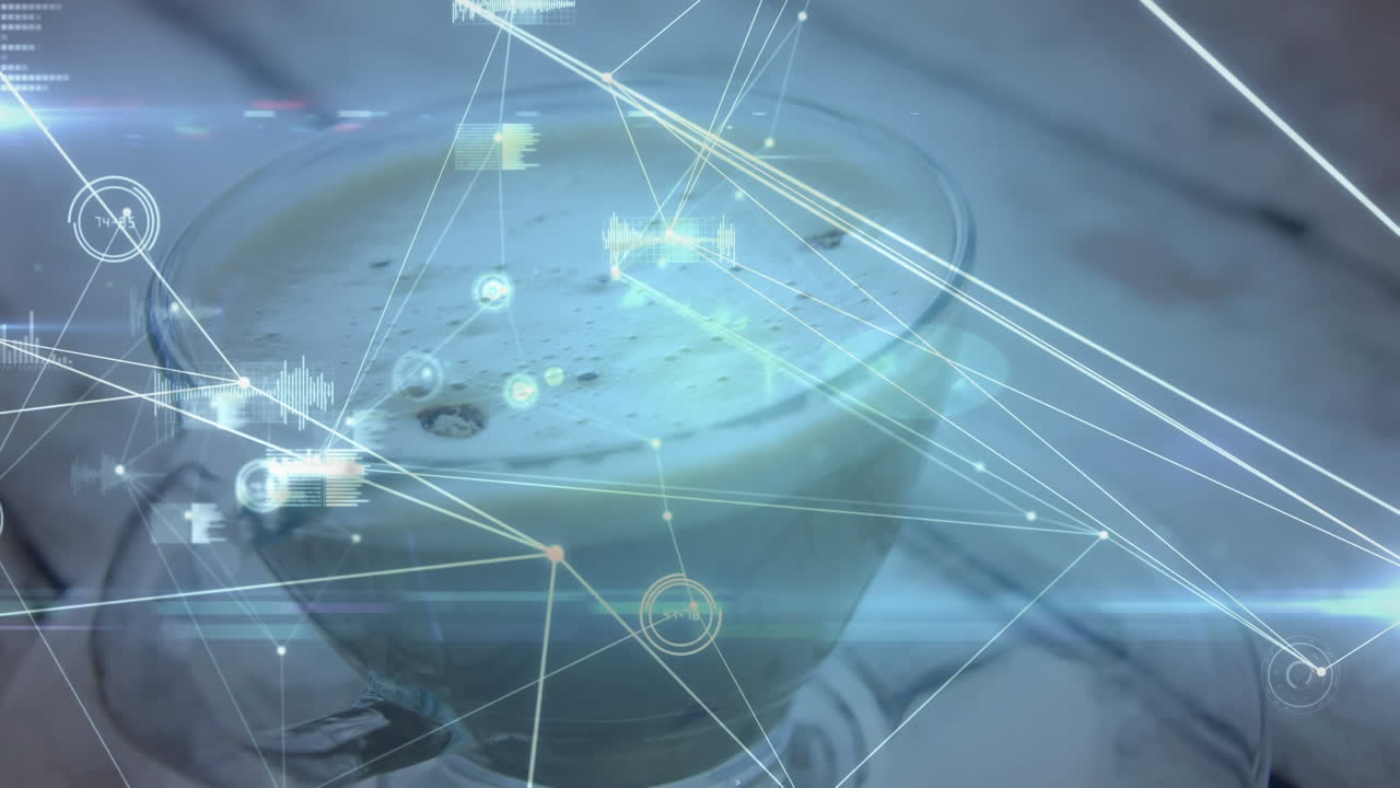 커피 한 잔을 통해 연결 네트워크의 애니메이션