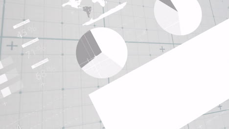 animation of financial data processing over grey background