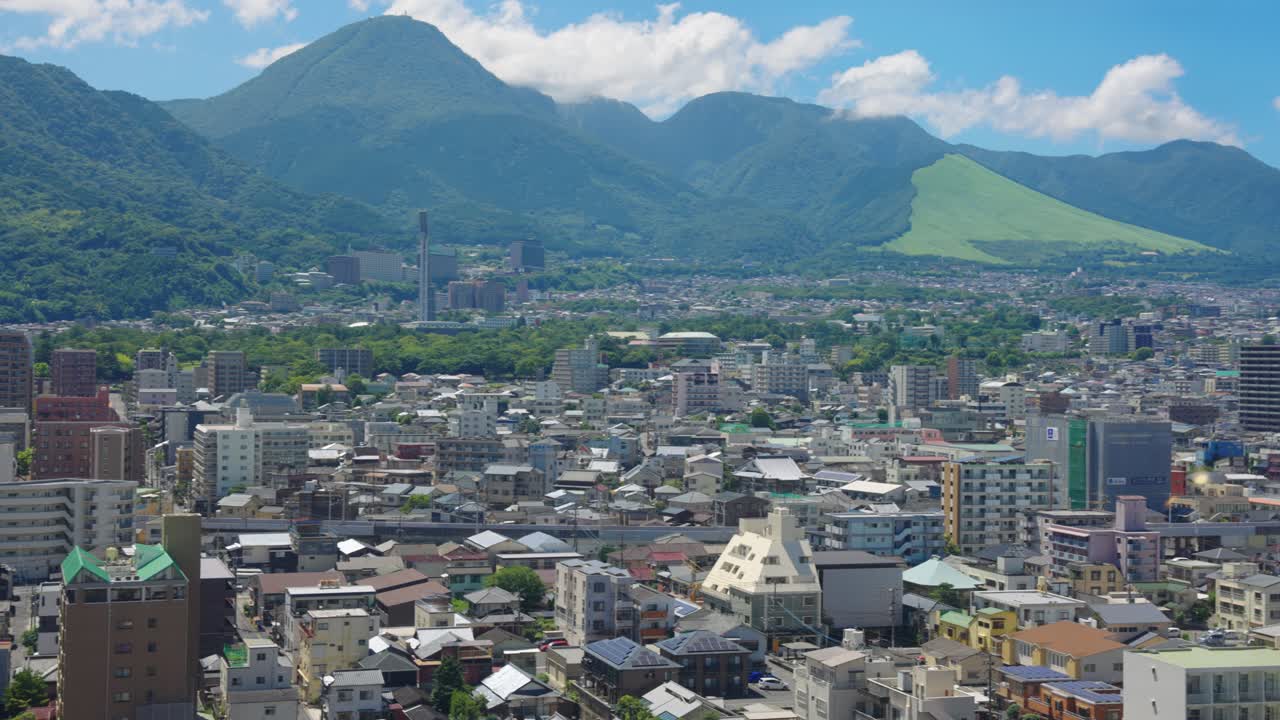 Beppu City in Summer of Japan, Clouds over Mt Tsurumi