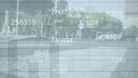 animation of data processing over cityscape