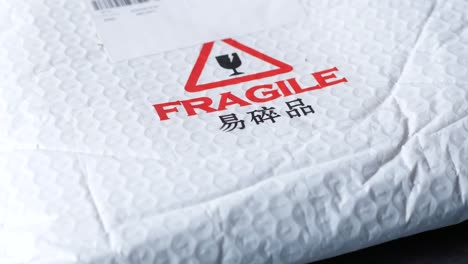 fragile package with bubble wrap