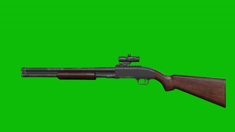 3d model of a modern jks shotgun rotating 360 degrees on green screen 3d animation