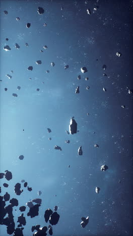 a field of asteroids in space