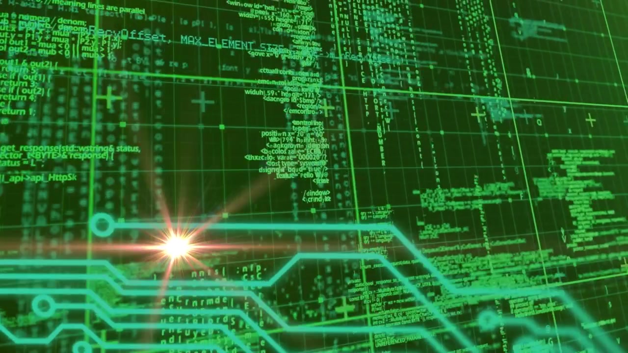 Animated video showcases global business communication through digital data processing.