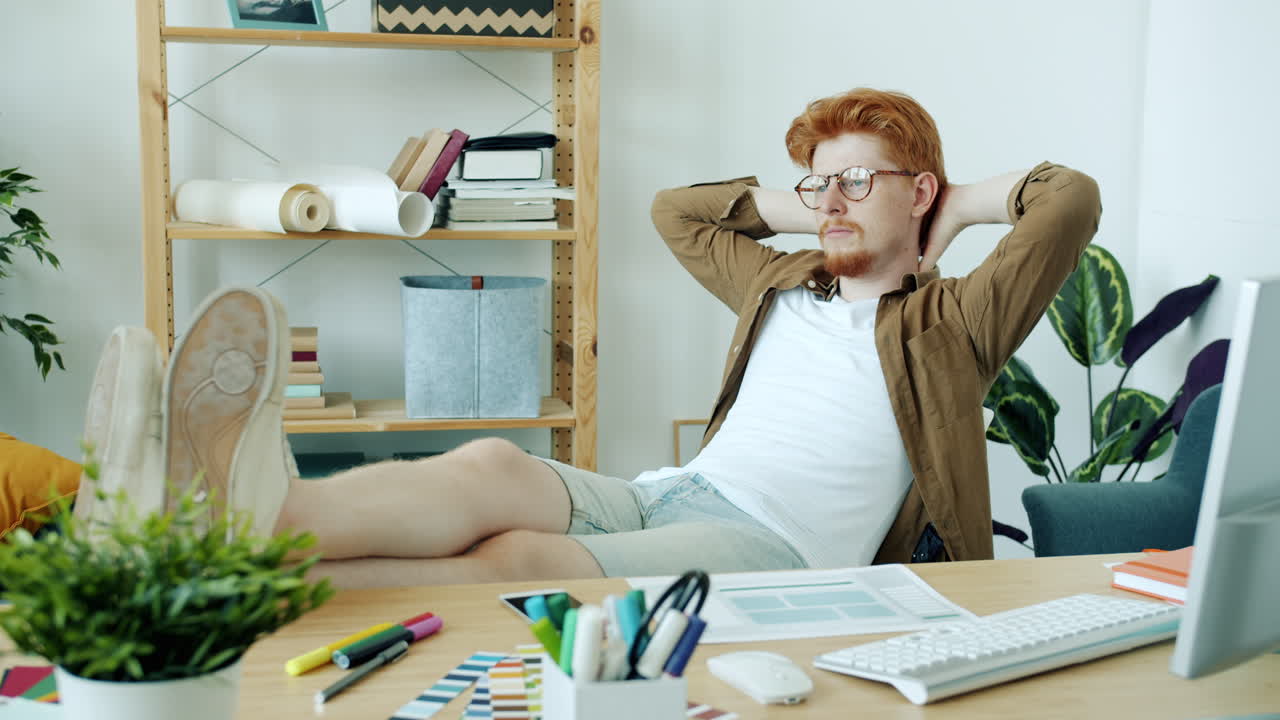 Man Relaxing at His Home Office