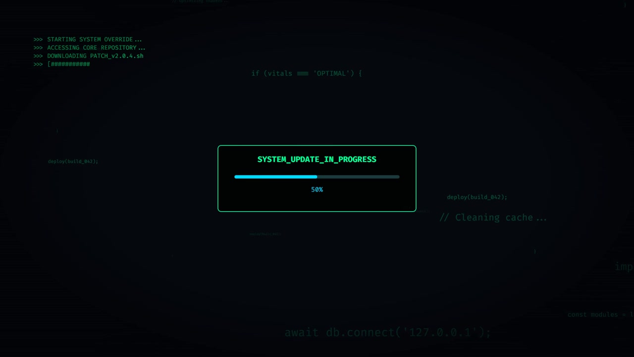 System Update Progress Bar on Digital Computer Interface