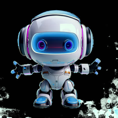 futuristic cute robot character animation isolated asset, transparent 4k video, alpha channel