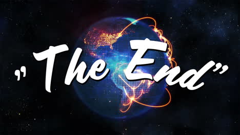 the end message with a rotating globe