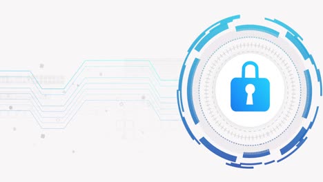 Animation-of-network-of-connections-and-padlock-on-white-background