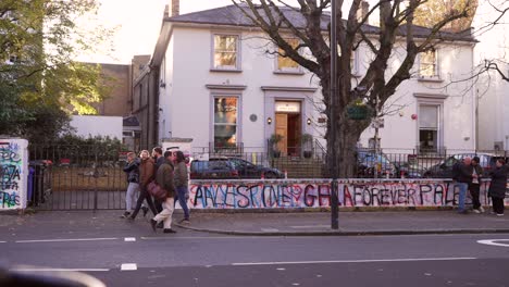 abbey road studios in london: fans gather outside the iconic recording studio