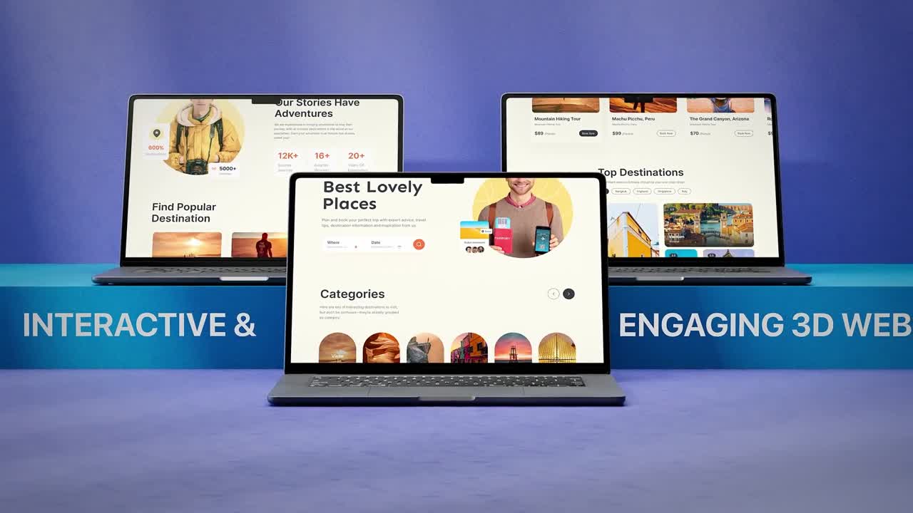 Advanced 3d modern website promo template for tech startup and digital presentation