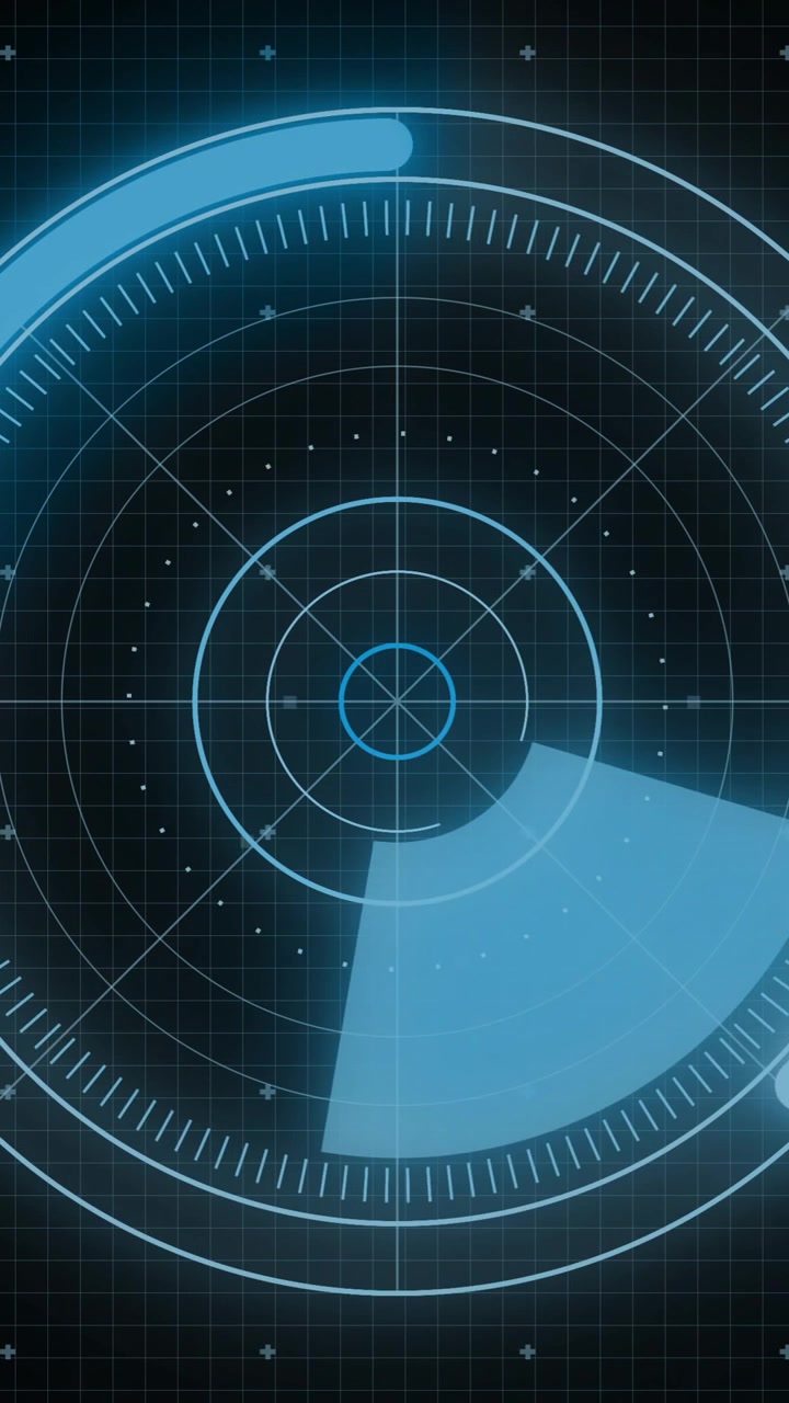 Animation of scope scanning and digital data processing over black background