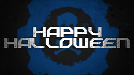 Happy-Halloween-with-skull-and-toxic-sign-on-grunge-texture