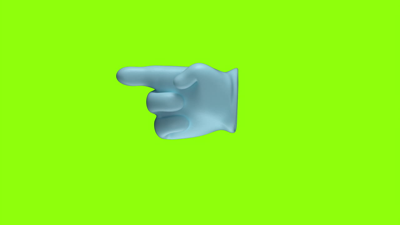 Blue hand shape animation over bright green background